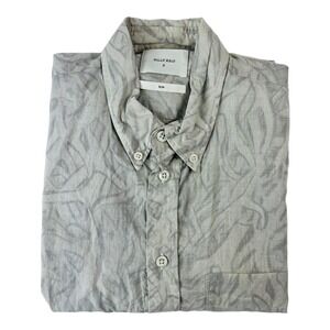 Billy Reid Gray w/ Antler Print Short Sleeve Cotton Button Down Mens Size Slim S